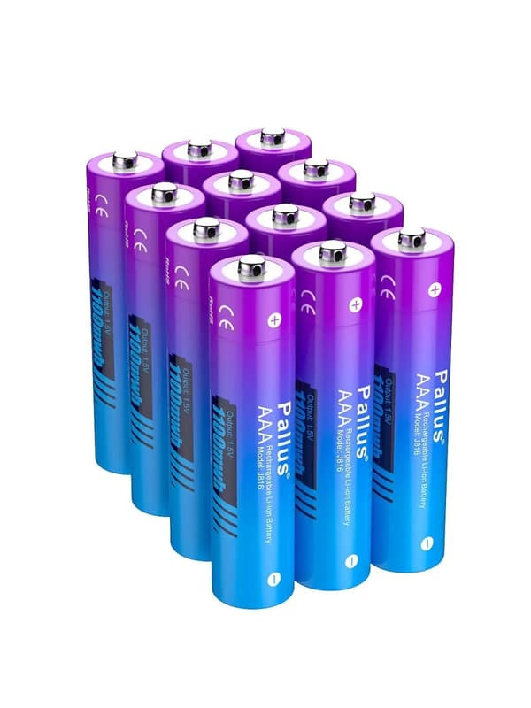 Genopladeligt lithium-ion batteri, 1100mWh kapacitet, 1.5V udgang,12PC batteri, 1,5V