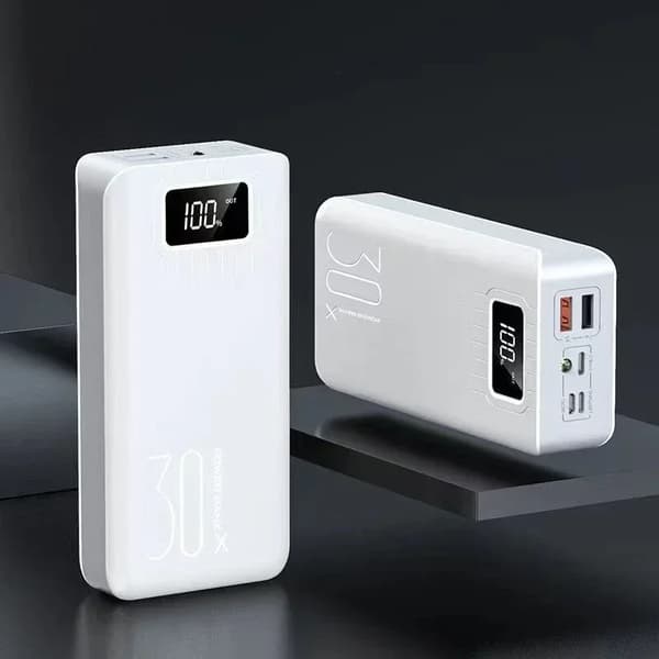 Bærbar Power Bank, 30000mAh kapacitet, multi-interface opladning,HVID, 30000mAh
