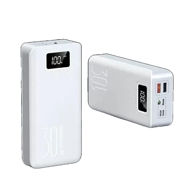 Bærbar Power Bank, 30000mAh kapacitet, multi-interface opladning,HVID, 30000mAh