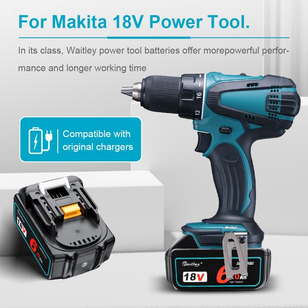 18V Ersättningsbatteripack, 2 st 6000mAh Li-Ion, med batterihanteringssystem,2 st 6Ah batteri