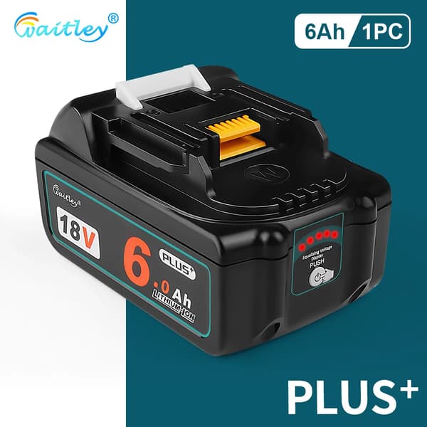 Genopladeligt Li-ion batteri, 18V 6000mAh, USB- og Type-C-udgang,1 stk. batteri