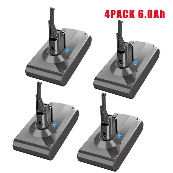 V8 Erstatningsbatteri, 6000mAh kapacitet, Li-Ion teknologi,4Pack 6000mAh