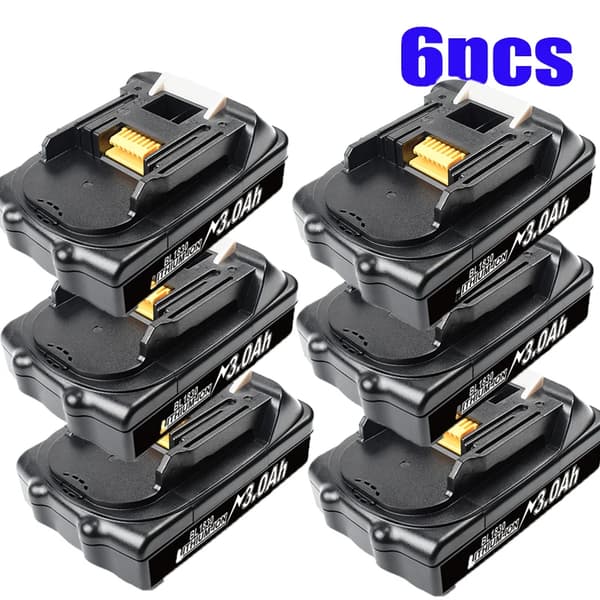 BATTOOL Ersättningsbatteri, 3000mAh kapacitet, kompatibelt med BL1815/BL1820/BL1830,6 Pack 3000mAh, 18v