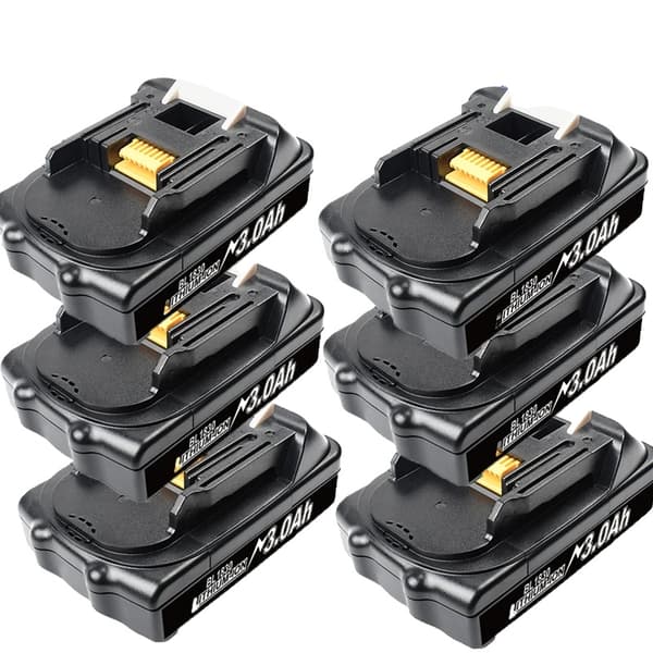 BATTOOL Ersättningsbatteri, 3000mAh kapacitet, kompatibelt med BL1815/BL1820/BL1830,6 Pack 3000mAh, 18v