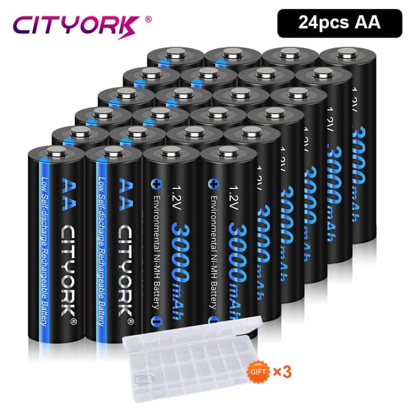 Ladattavat AA-paristot, 3000mAh kapasiteetti, NI-MH teknologia,24kpl AA -akku