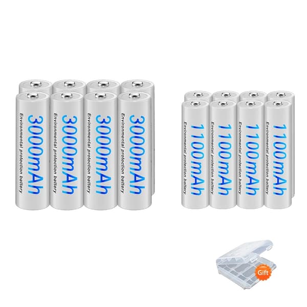Genopladelige AA/AAA-batterier, høj kapacitet 3000mAh og 1100mAh, langvarig ydeevne,8AA og 8AAA