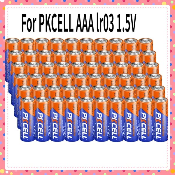 PKCELL AAA Alkaline Batteri, 1,5V Strøm, 140min Kapacitet,1,5v
