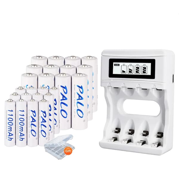 Genopladelige batterier, 4 slots LCD smart oplader, USB-drevet,12AA 12AAA oplader