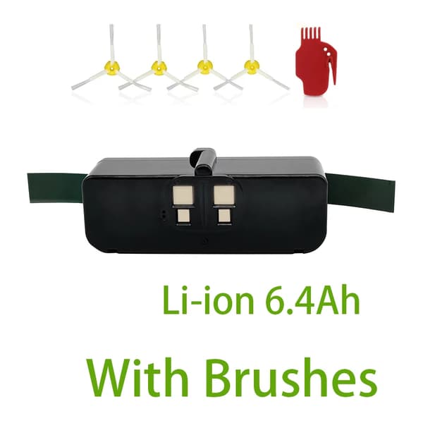 iRobot Roomba Batteri, 6.4Ah Li-ion, Kompatibel med 500, 600, 700, 800 Serien,6.4Ah Li-ion Black-a