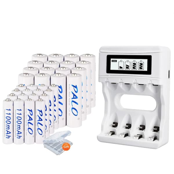 Genopladelige batterier, 4 slots LCD smart oplader, USB-drevet,16AA 16AAA oplader