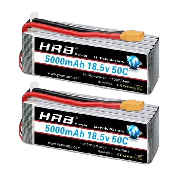 RC LiPo-batteri, 5000mAh kapacitet, 18,5V spænding,5S 5000 mah xt90 2 stk