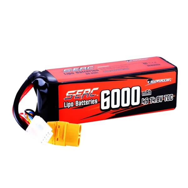 Sunpadow Lipo-batteri, 6000mAh kapacitet, 14.8V spænding,6000-4S-70C-1stk