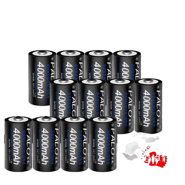 PALO C Størrelse Genopladeligt Batteri, 4000mAh Kapacitet, Miljøvenlig Ni-MH,12 sort C