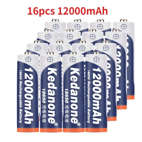 18650 Lithium-Ion Batteri, 12000mAh Kapacitet, 16 stk Pakke,16 stk 12000mAh