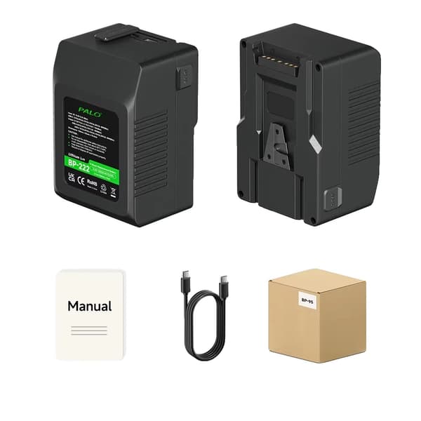 V Mount Batteri, Høj Kapacitet 15000mAh, Bidirektionel USB-C Opladning,BP-222 15000mAh