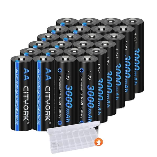 AA genopladelige batterier, 3000mAh kapacitet, lav selvafladningsteknologi,24 stk AA batteri