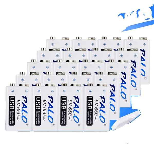 9V USB Genopladeligt Batteri, 650mAh Kapacitet, Hurtig Opladning,20 stk, 9V