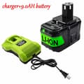 Miniatyrbillede 2 af 2: Ryobi 18V Erstatningsbatteri, 9000mAh Kapacitet, Li-ion Teknologi,1X Batterioplader