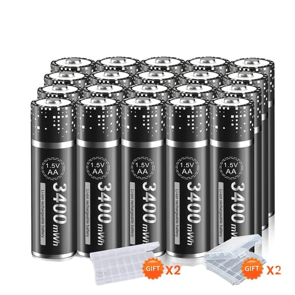 Genopladelige AA-batterier, 3400mWh kapacitet, CE-certificeret,20 stk AA batteri