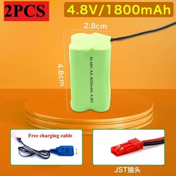 4.8V AA Ni-MH Akupaketti, Korkea Kapasiteetti 2700mAh, Kestävä Latausmuotoilu,4.8V 1800mAh 2KPL-a