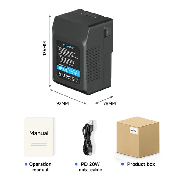 PALO V Mount Batteri, 15000mAh Kapacitet, OLED Skærm,1STK