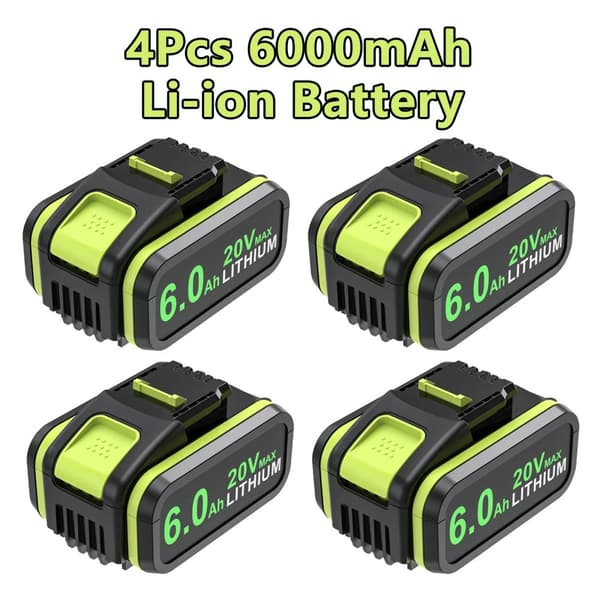 Worx 20V 6000mAh Li-ion Batteri, Hög Kapacitet, Bred Kompatibilitet,4ST 6000mAh BAT
