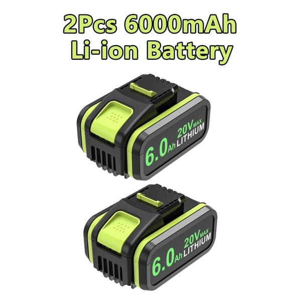 Worx 20V 6000mAh Li-ion Batteri, Hög Kapacitet, Bred Kompatibilitet,2ST 6000mAh BAT
