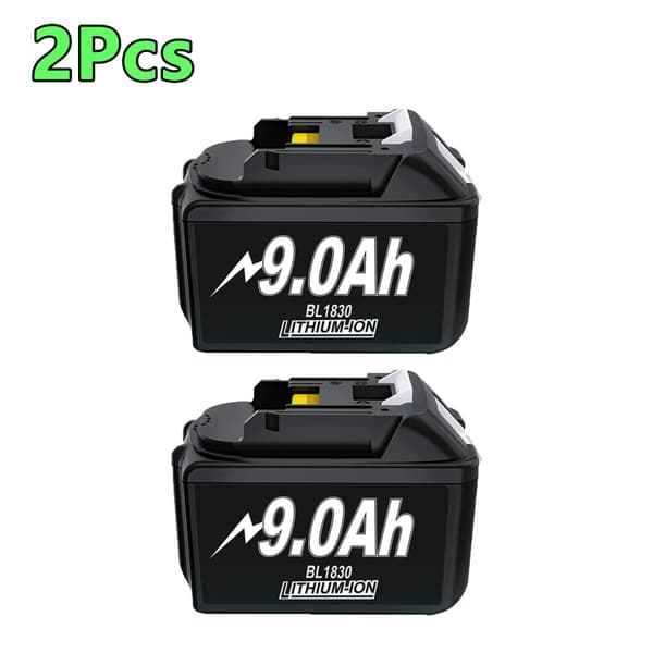18V Lithium-Ion Batteri, 9000mAh Kapacitet, Kompatibel med Forskellige Modeller,2 stk. batteri