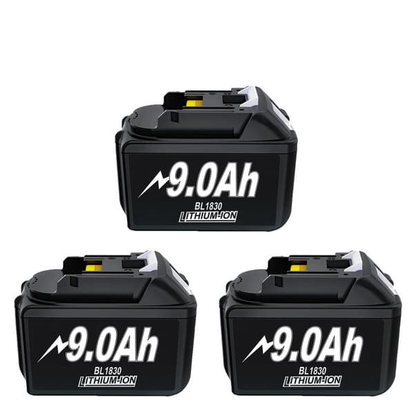 18V litiumjonbatteri, 9000mAh kapacitet, kompatibel med olika modeller,3 stycken batteri