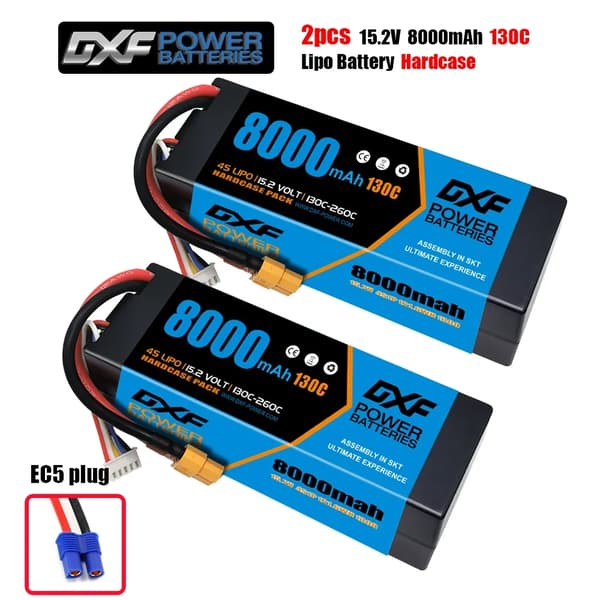 RC Lipo-batteri, 15.2V spænding, 8000mAh kapacitet,2PCS4S8000130CEC5