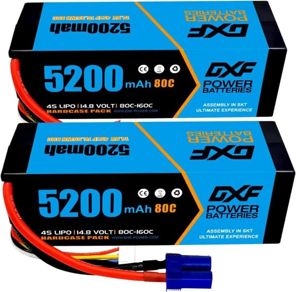 4S Lipo-batteri, 5200mAh kapacitet, 80C afladningshastighed,2PCS4S520080CEC5