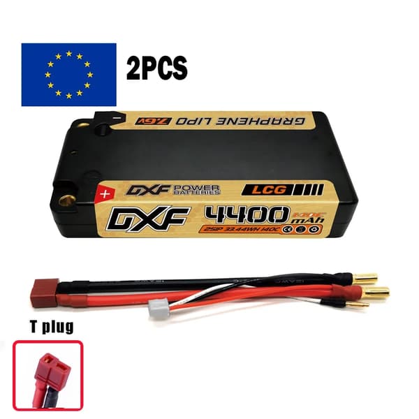 DXF Lipo-batteri, 4400mAh kapacitet, 7.6V spänning,2ST2S4400140CT5MM