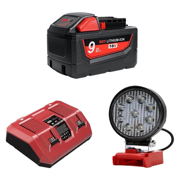 M18 Ersättningsbatteri, 18V 9000mAh kapacitet, kompatibelt med flera modeller,Kombination 1