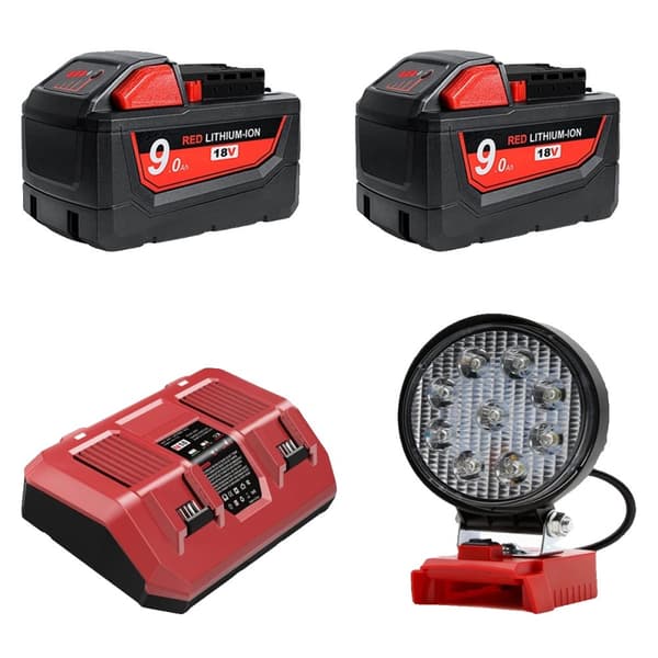 M18 Ersättningsbatteri, 18V 9000mAh kapacitet, kompatibelt med flera modeller,Kombination 2