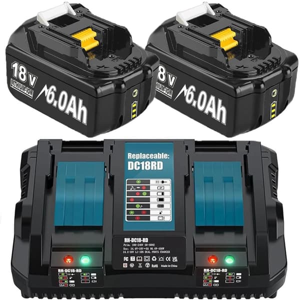 Uppladdningsbar, 6000mAh kapacitet, 18V spänning,2 6.0Ah 6A Laddare