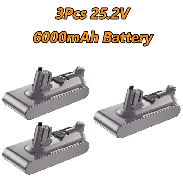 Uppladdningsbart Dammsugarbatteri, 25,2V Spänning, 6000mAh Kapacitet,3Pcs 6000mAh