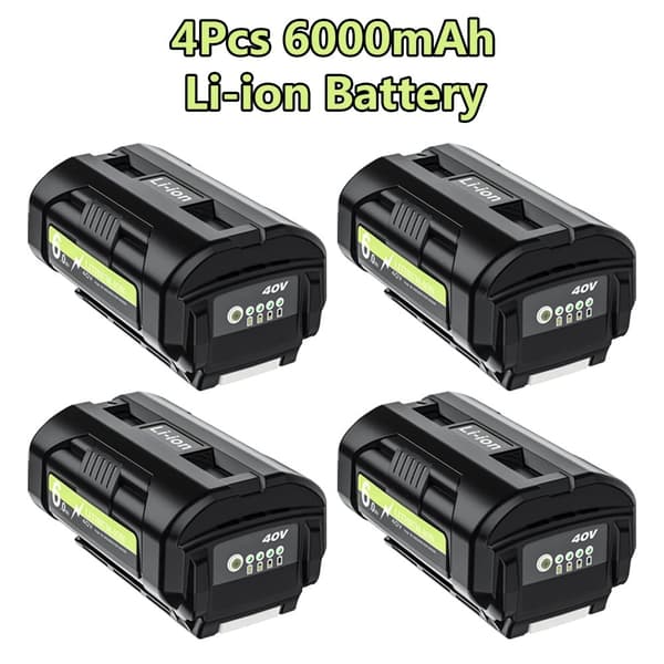 Ryobi OP4050 Erstatningsbatteri, 6000mAh Kapacitet, Kompatibel med Flere Modeller,4x 6.0Ah Batteri