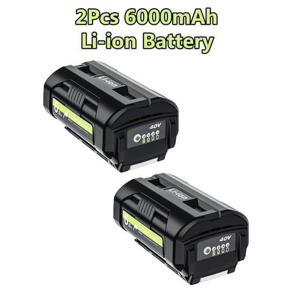 Ryobi OP4050 Erstatningsbatteri, 6000mAh Kapacitet, Kompatibel med Flere Modeller,2x 6.0Ah Batteri