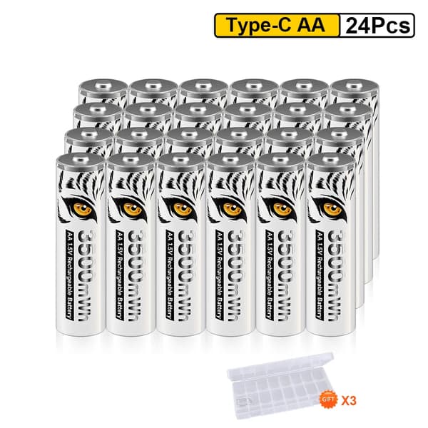 PALO AA Ladattavat Paristot, 3500mAh Kapasiteetti, 1.5V Jännite,24 kpl, 1.5V