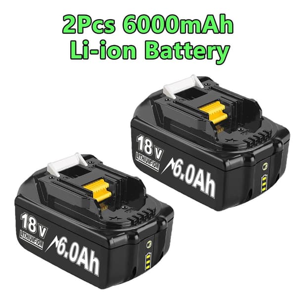 BL1830 Ersättningsbatteri, 6000mAh kapacitet, 18V spänning,2Pack 6000Ah
