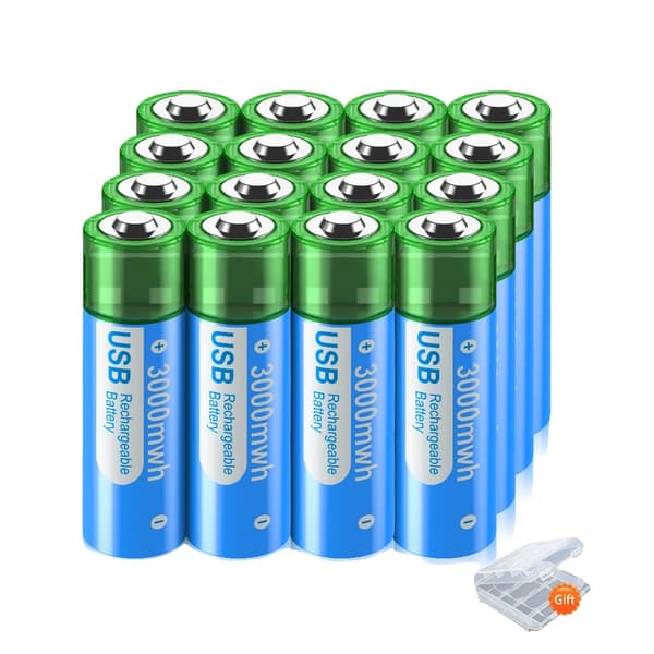 PALO 1.5V AA Litiumakku, 3000mWh kapasiteetti, USB-ladattava,16KPL