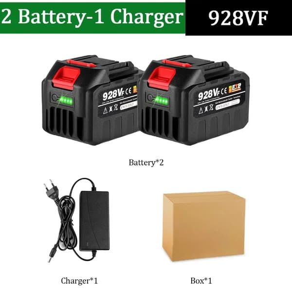 20V ladattava litiumakku, 7500mAh, 15000mAh, 22500mAh,18V, 2x928VF-1 Laturi