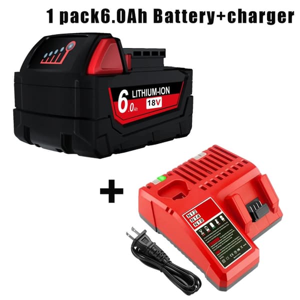 Erstatningsbatteri til M18, 18V Li-ion, Kapacitet,1stk 6.0 oplader