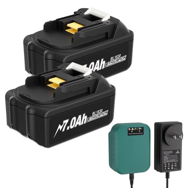 7000mAh Vaihtobattery, yhteensopiva BL1830-sarjan kanssa, Li-ion-tyyppi,2 Akut 1 Laturi