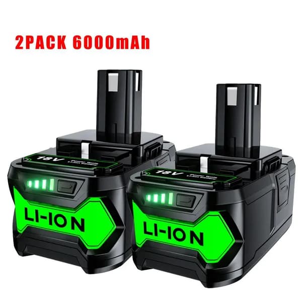 RYOBI P108 Batteri, 6000mAh Kapacitet, Li-ion Teknik,2st