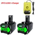 Miniatyrbild 2 av 2: RYOBI P108 Batteri, 6000mAh Kapacitet, Li-ion Teknik,2batteriladdare