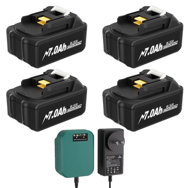 7000mAh Vaihtobattery, yhteensopiva BL1830-sarjan kanssa, Li-ion-tyyppi,4 Akut 1 Laturi