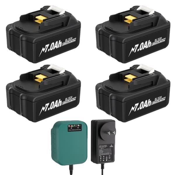 7000mAh Vaihtobattery, yhteensopiva BL1830-sarjan kanssa, Li-ion-tyyppi,4 Akut 1 Laturi