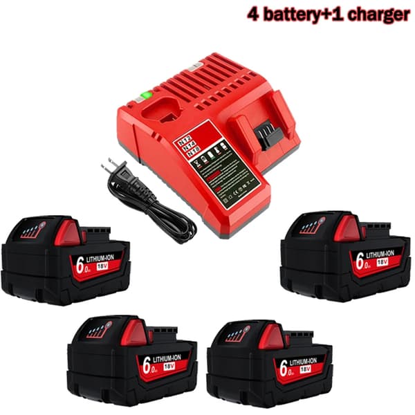 Erstatningsbatteri til M18, 18V Li-ion, Kapacitet,4stk 6.0 oplader