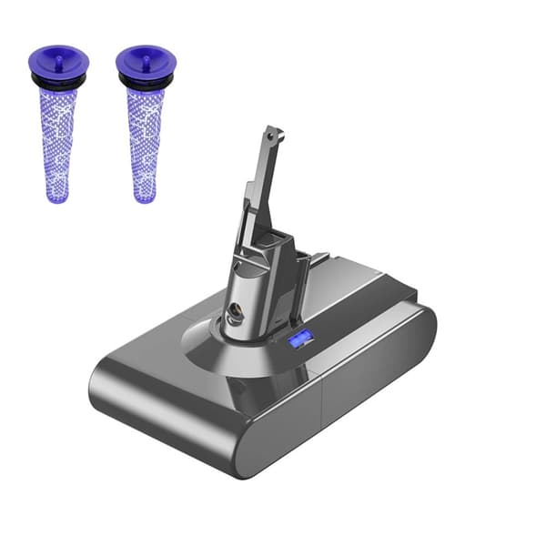 Erstatning for V8 SV10, 6000mAh kapacitet, intelligente beskyttelsesfunktioner,1 batteri 2forfilter